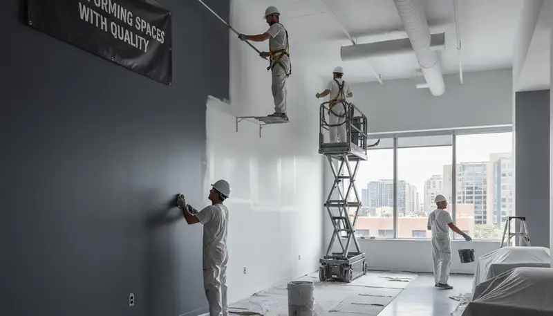 Commercial painters in Boise, ID applying durable coatings for offices and retail spaces