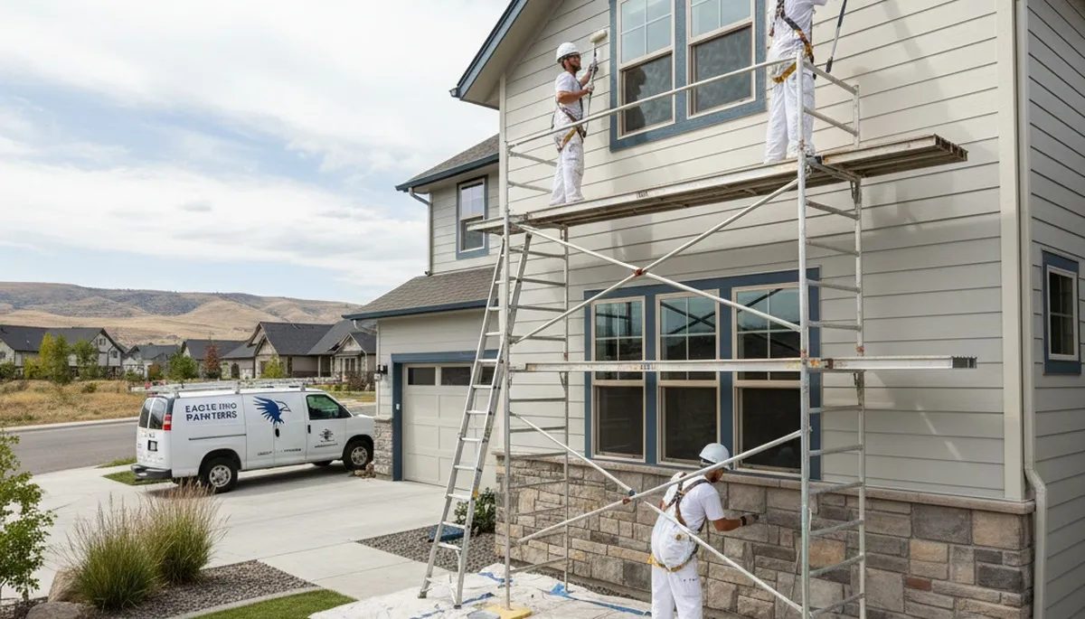 Boise, ID painting services crew painting a home exterior with professional residential painters