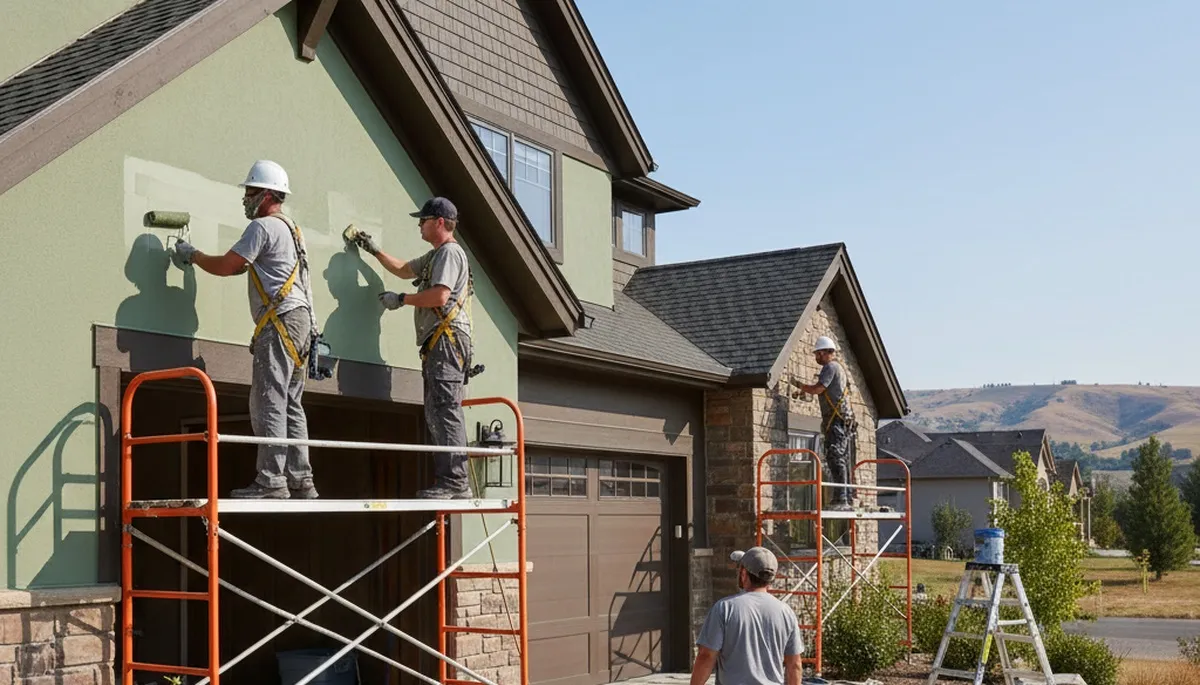 Boise, ID painting contractor working on a residential exterior paint project