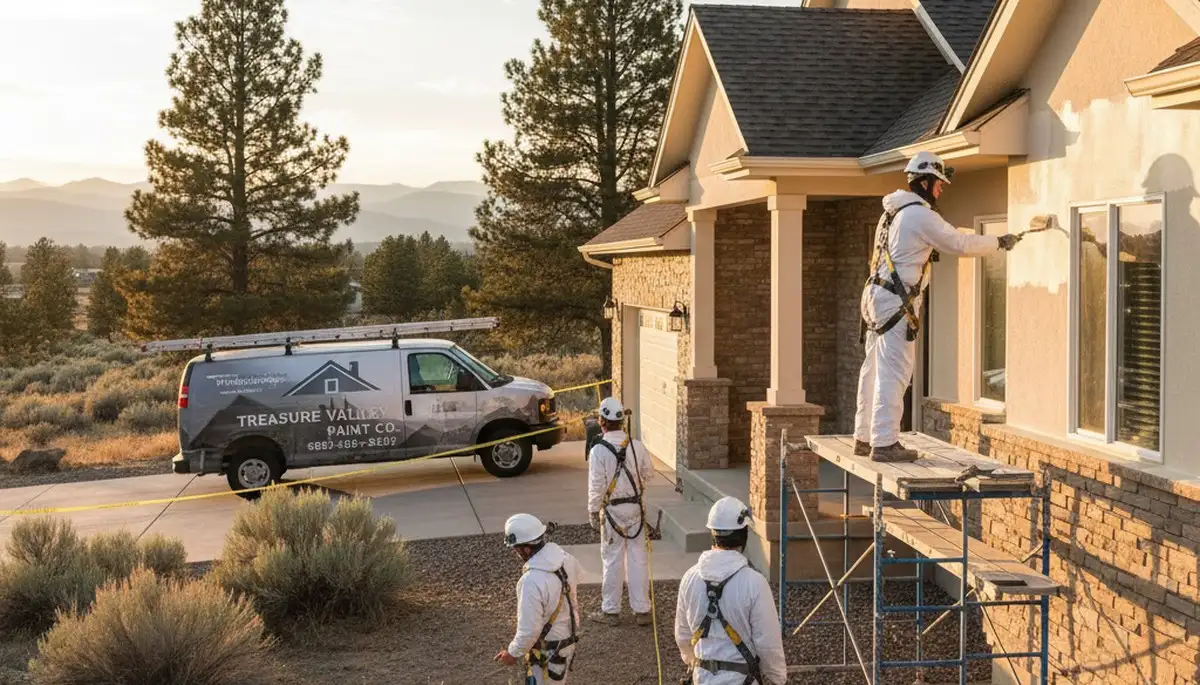 Boise, ID painting service crew preparing a home exterior for professional repainting