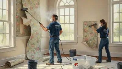 Boise, ID wallpaper removal service prepping walls for painting by Boise Paint Pros