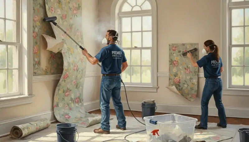 Boise, ID wallpaper removal service prepping walls for painting by Boise Paint Pros